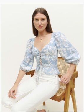 Reformation Barrett Linen Top